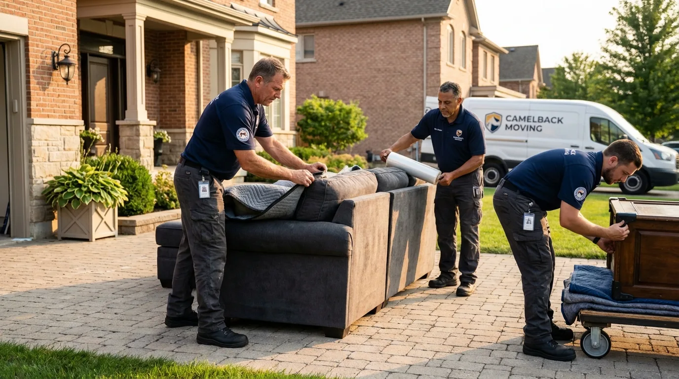 Large estate moving crew wrapping furniture in Rogers, MN